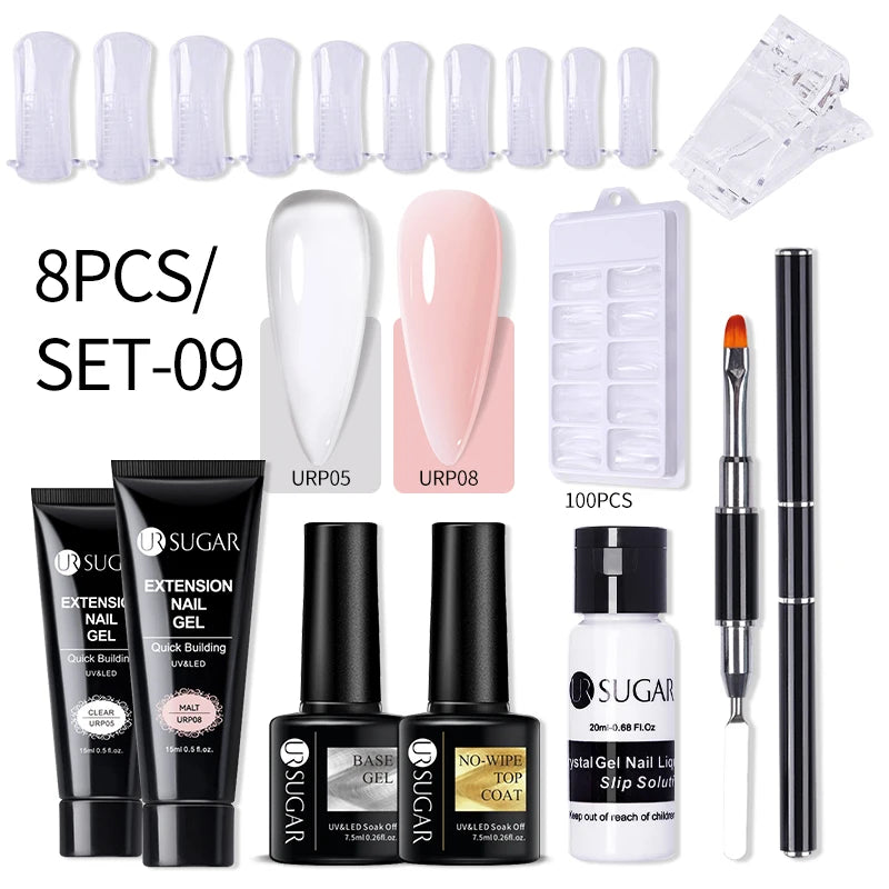 UR SUGAR 15ml Extension Gel Set Kits Semi Permanent Acrylic Hard Gel White Clear Nude Gel Nail Polish Nail Art Construction Gel