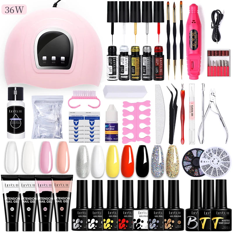 Manicure Set 32Colors Gel Nail Polish Set With UV LED Lamp Dryer Nail Art Vernis Semi Permanent UV Gel Set Nail Supplies Kit