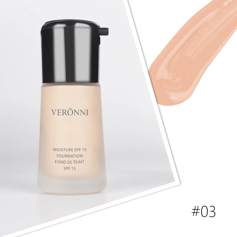 VERONNI Natural Waterproof Foundation High Quality Beauty Face Makeup Cosmetics Liquid Professional Makeup Concealer