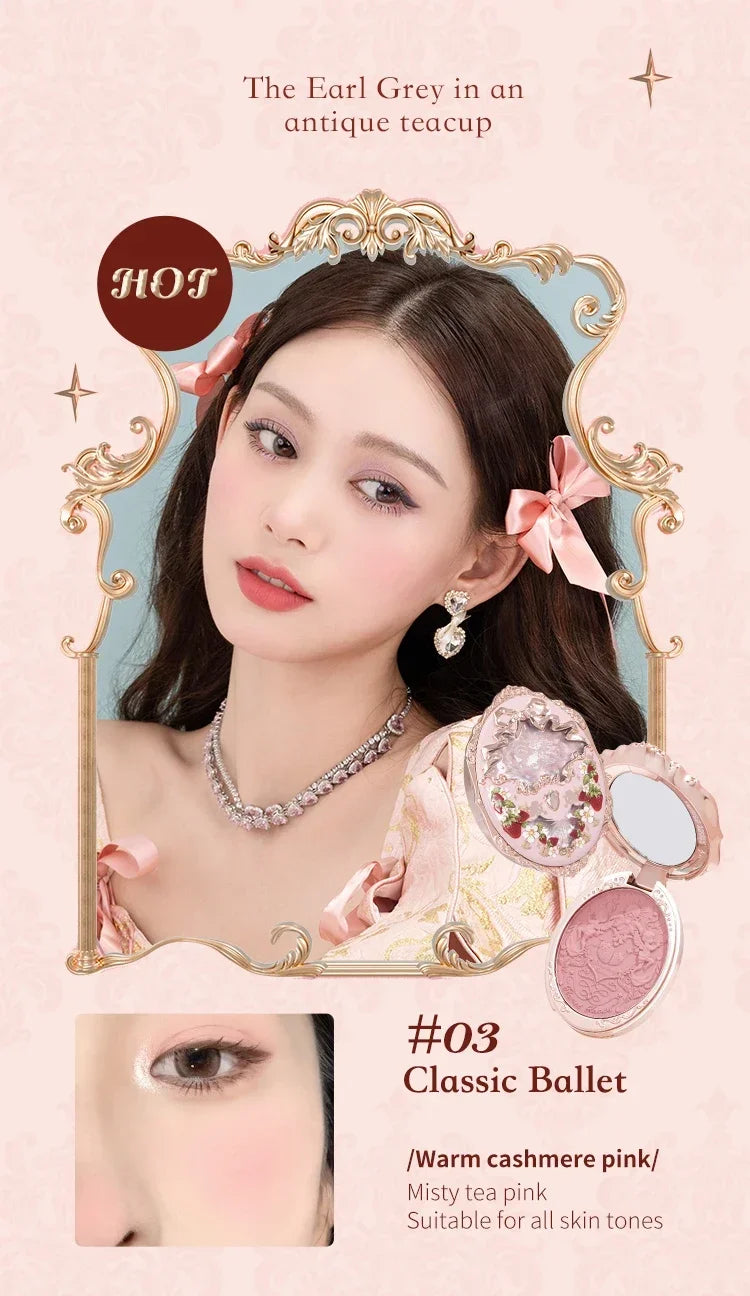 Flower Knows Embossed Blush Strawberry Rococo Series Natural Waterproof Anti-sweat Brightening Skin Tone Contouring Cheek Tint