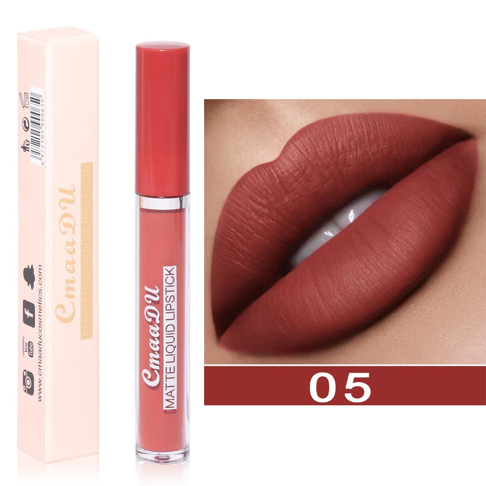 CmaaDu 10Color Love Velvet Nude Moisture-Matte Liquid Lipstick Lipgloss 10-Hour Makeup Soft-Focus Blurred Lip Colour Cosmetics