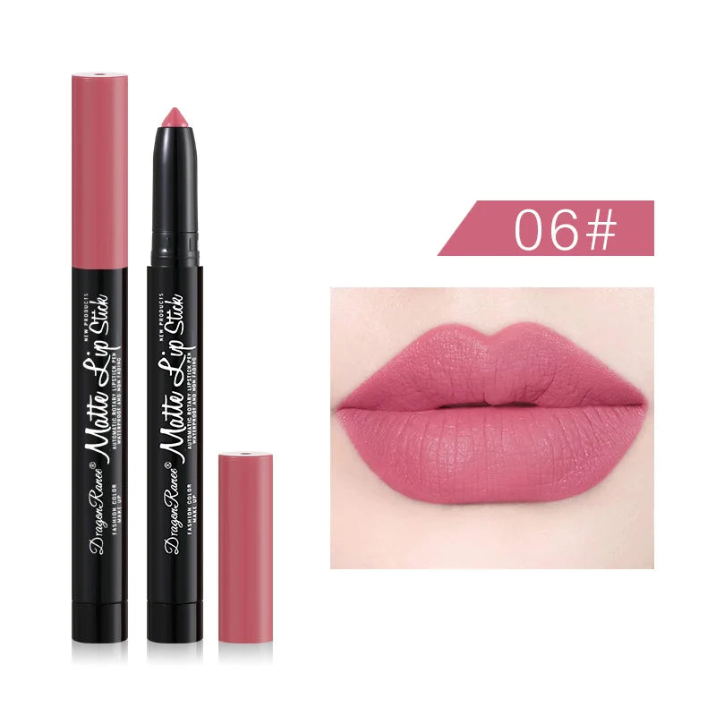 Matte Nude Lipstick Lip Liner 2 In 1 Long Wearing Waterproof Lip Ink Crayon Built-in Sharpener Professional Makeup For Women