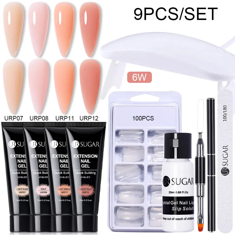 UR SUGAR 15ml Extension Gel Set Kits Semi Permanent Acrylic Hard Gel White Clear Nude Gel Nail Polish Nail Art Construction Gel