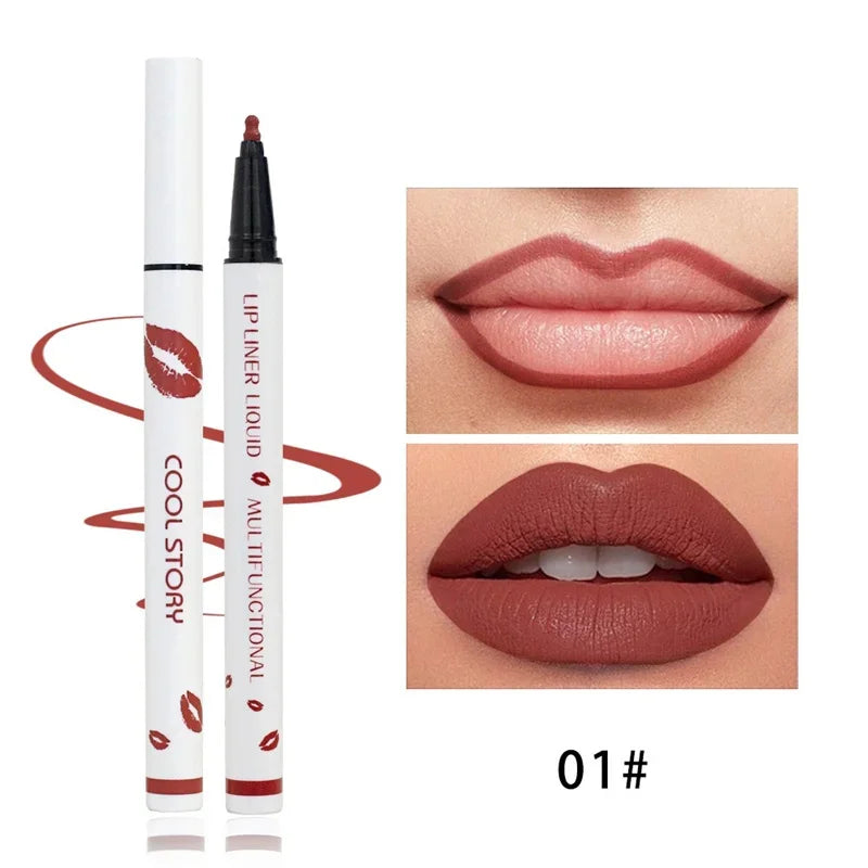 Liquid Lipliner Pencil Long Lasting Lips Cosmetic Tool Matte Soft Lip Liner Stick Quick Drying Smudge Proof Natural Lipstick Pen