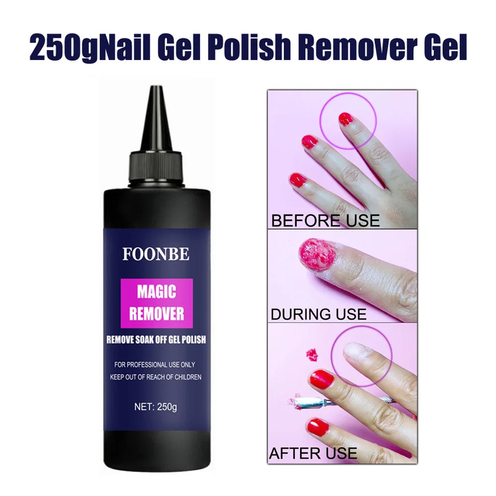 FOONBE Magic Burst Gel Polish Remover Gel Soak Off Sticky Layer Cleaner Nail Degreaser Semi-Permanent Clear Nail UV Remover Glue