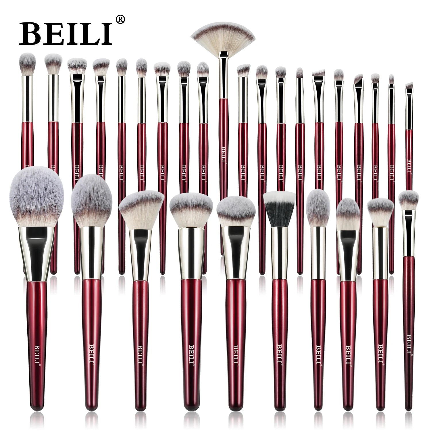 BEILI Professional Makeup Brushes 8/9/15/30Pcs for Foundation Contour Eyeshadow Blending Synthetic Hair Cosmetics Brush Set