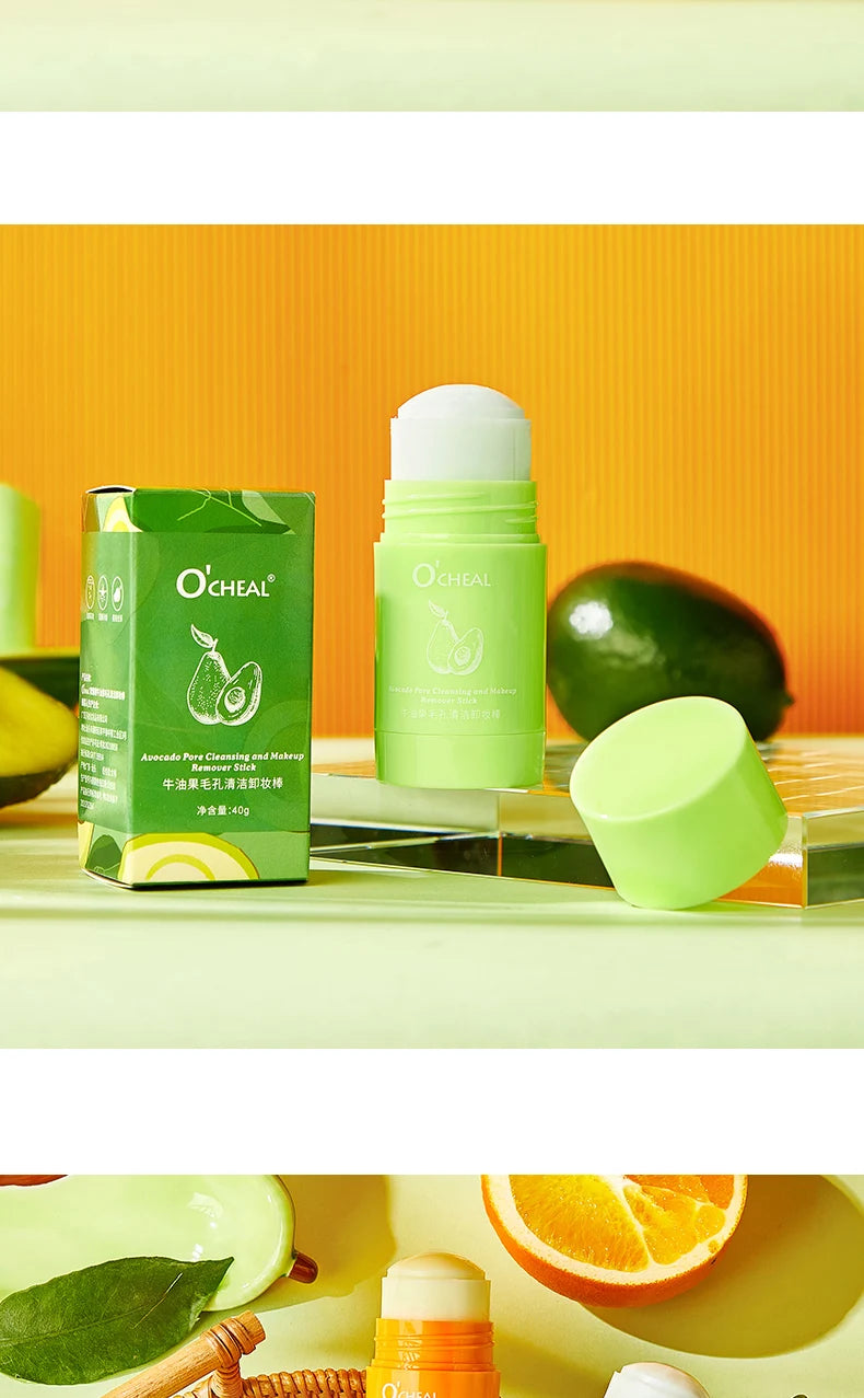 Ocheal Portable Avocado Makeup Remover Stick Deep Cleansing Balm Gel Cream Stick Remover Lip makeup Cosmetics Moisturizing skin