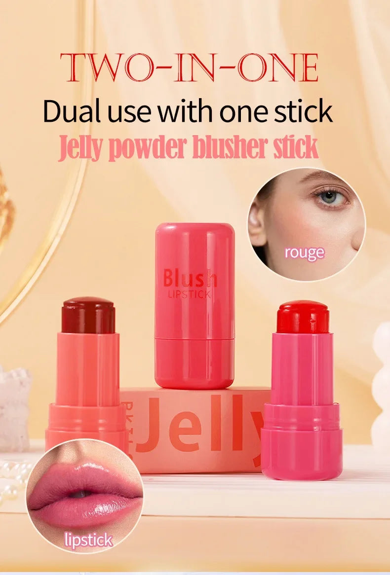 4pcs Set Jelly Cheek Blush Tint 3-in-1 Transparent Moisturized Blusher Facial Contour Rouge Lip Stick Long Lasting Rouge Makeup