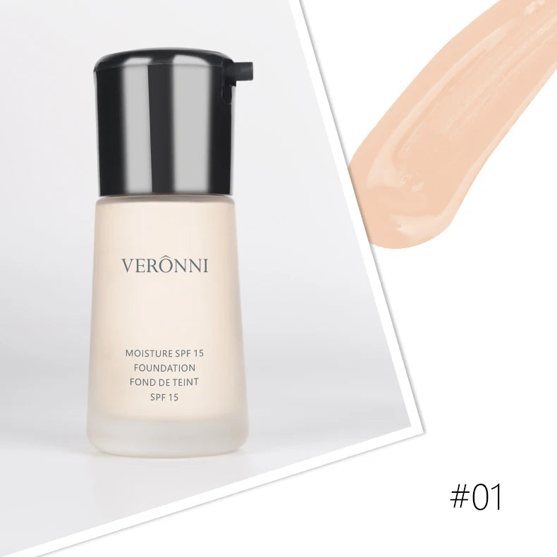 VERONNI Natural Waterproof Foundation High Quality Beauty Face Makeup Cosmetics Liquid Professional Makeup Concealer