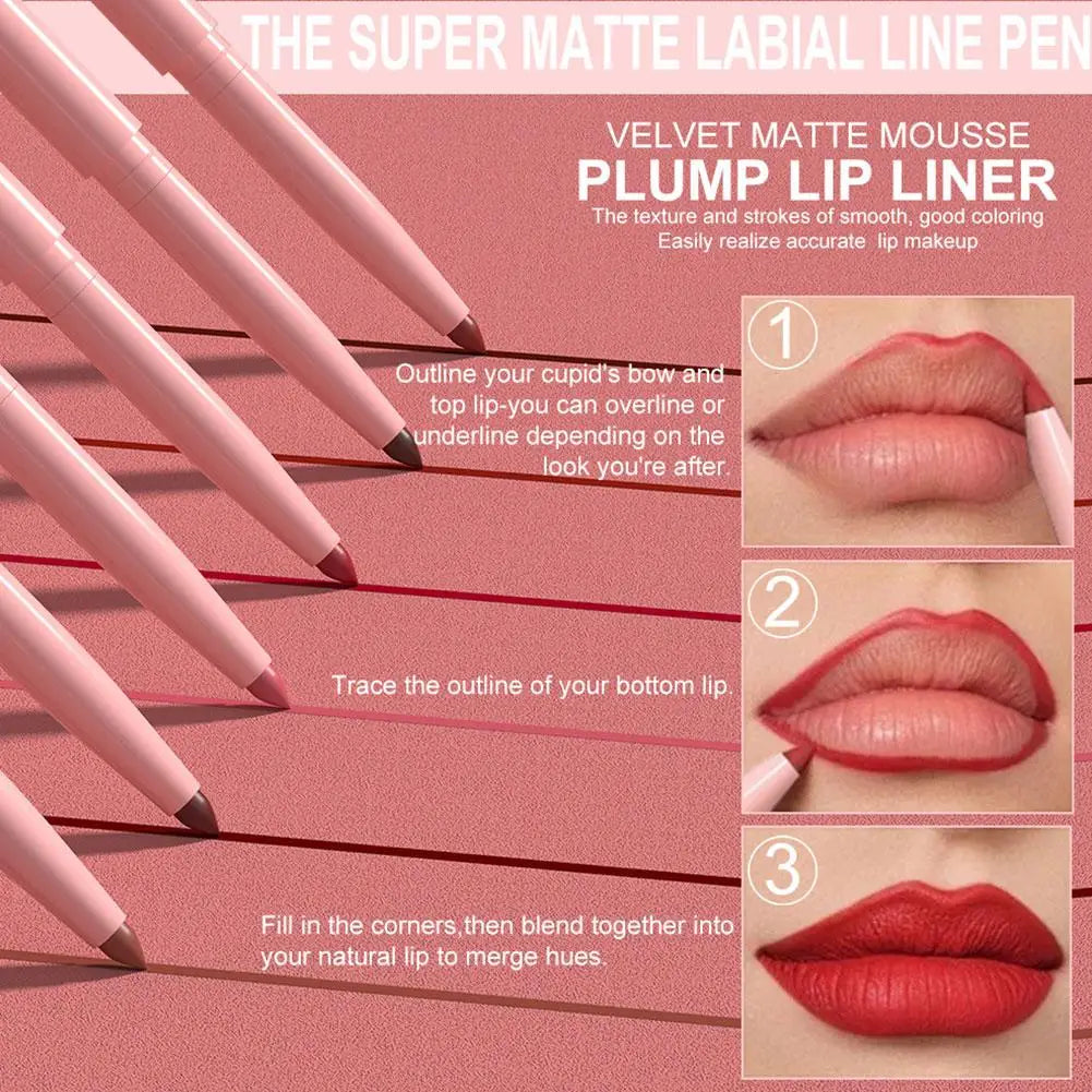 Lipstick Pen 6-color Lip Liner Matte Crayon Lipstick Long-lasting For Women's LIP Makeup  Gloss Sexy Lip Care Cosmetics