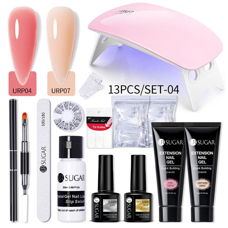 UR SUGAR 15ml Extension Gel Set Kits Semi Permanent Acrylic Hard Gel White Clear Nude Gel Nail Polish Nail Art Construction Gel