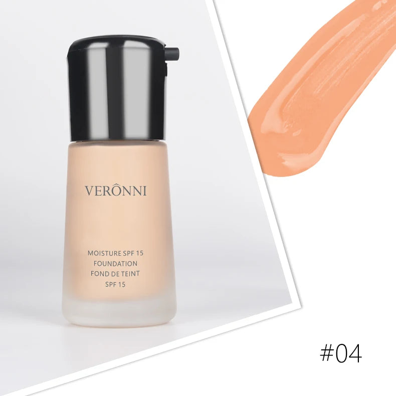 VERONNI Natural Waterproof Foundation High Quality Beauty Face Makeup Cosmetics Liquid Professional Makeup Concealer