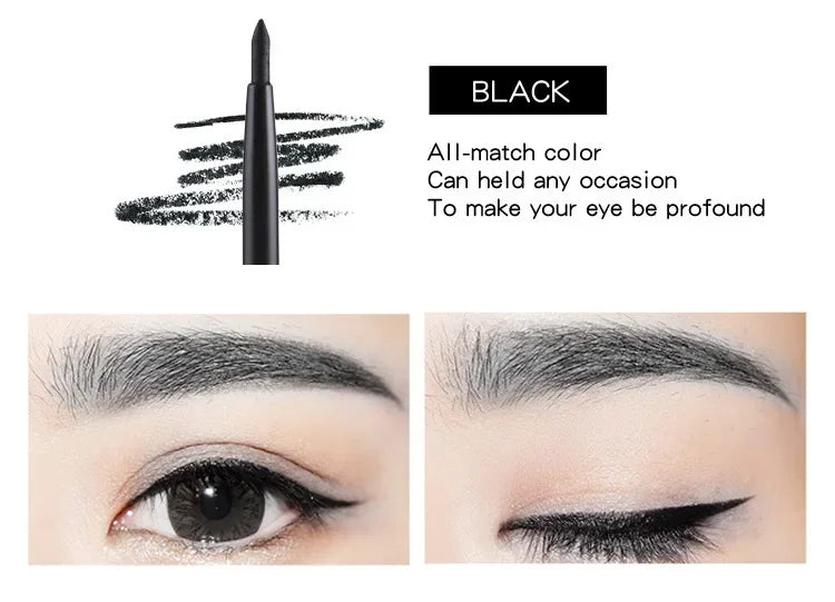 3pcs Late-model Women's Makeup Rotary Retractable Eyeliner Pencil Waterproof Eye Liner Pen Black And Brown Eyebrow Pencil