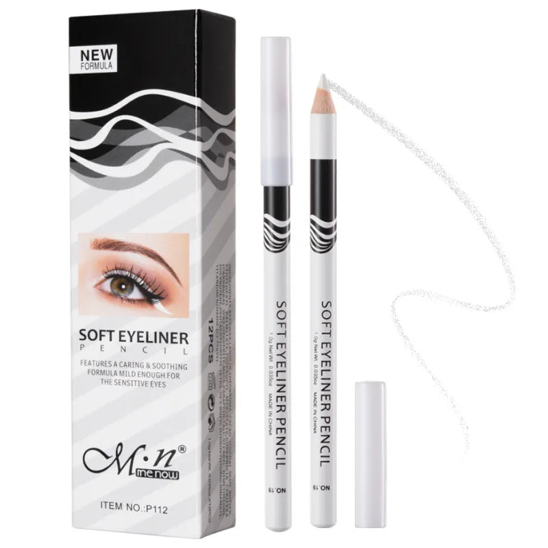 12pcs White Eyeliner Makeup Smooth Easy To Wear Eyes Brightener Highlighter Waterproof Long Lasting Eyes Liner Pencils Makeup