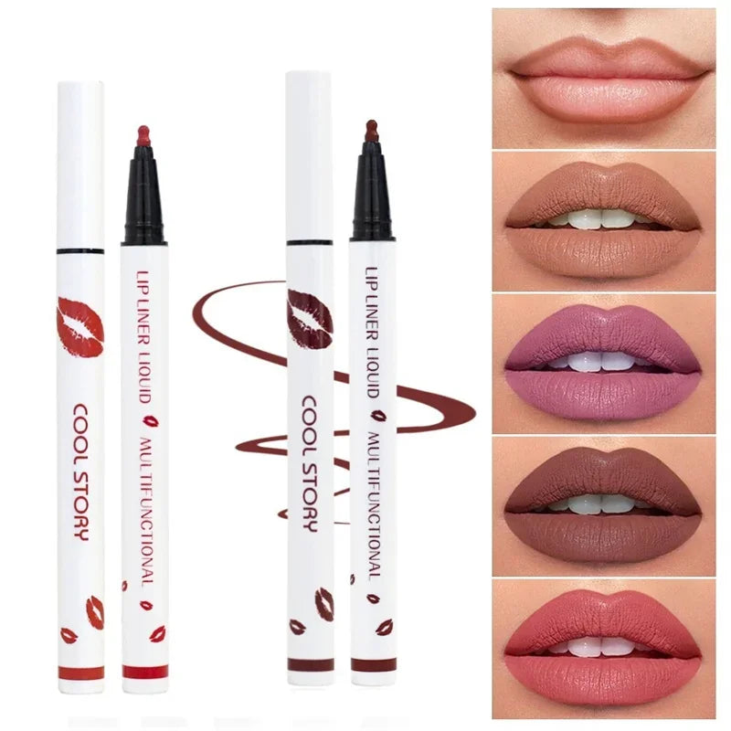 Liquid Lipliner Pencil Long Lasting Lips Cosmetic Tool Matte Soft Lip Liner Stick Quick Drying Smudge Proof Natural Lipstick Pen