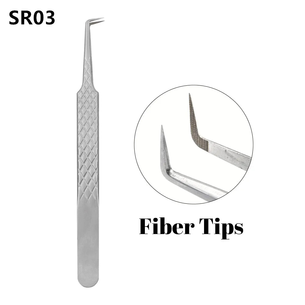 New Eyelash Extension Fiber Tip Tweezers Purple Gradient Stainless Steel Professional High Precision Tweezer for Volume Fans