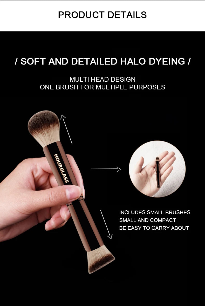 Hourglass four head multi-function hidden fun makeup brush powder+foundation make-up+concealer+eye shadow brush+portable box