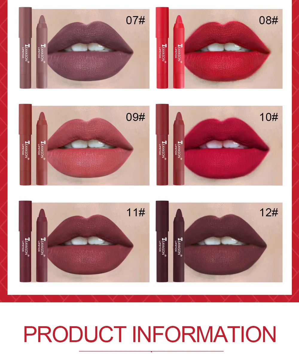 Nude Series Velvet Matte Lipstick Pencil Waterproof Long Lasting Red Lip Stick Non-Stick Cup Makeup Lip Tint Pen Cosmetic Makeup