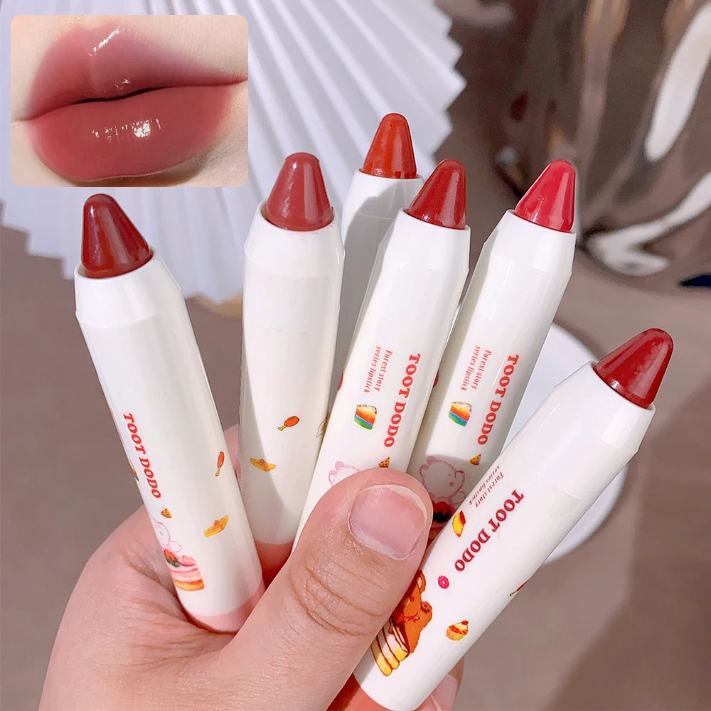 Waterproof Crayon Mirror Water Lipstick Pen 6 Colors Long Lasting Moisturizing Non-stick Cup Lipliner Pen Lips Makeup Cosmetics