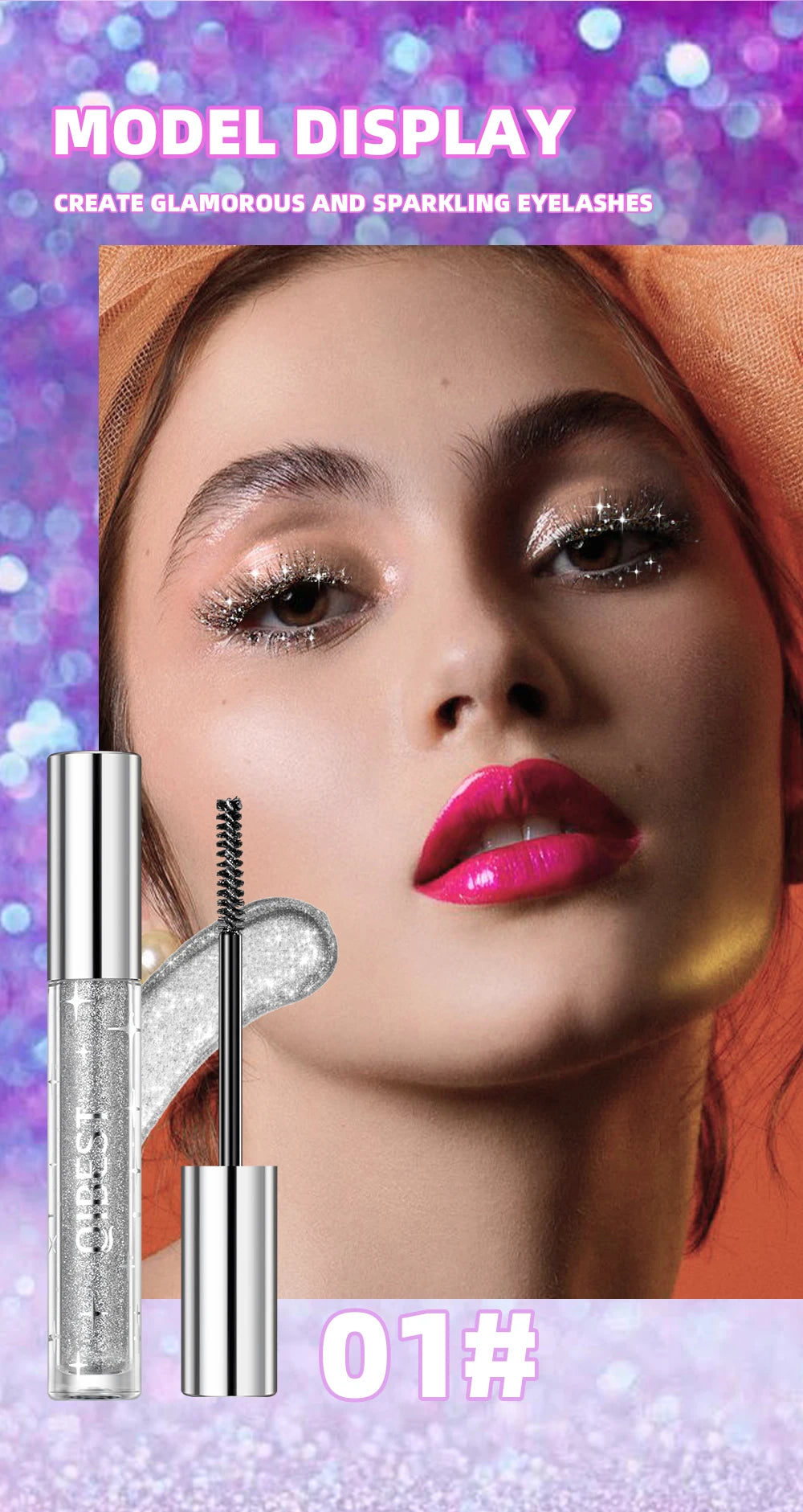 QIBEST 3 Colors Diamond Glitter Mascara Long Lasting Makeup 3D Volume Eyelashes Curling Shimmer Mascara Eye Lash Female Cosmetic