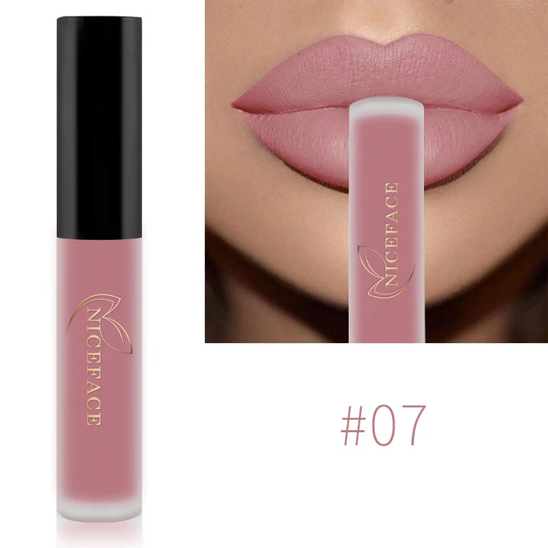 NICEFACE Lip Gloss 25 Color Waterproof Matte Lip Gloss Liquid Lipstick Waterproof Lasting Cosmetic Lip Gloss Makeup Cosmetics