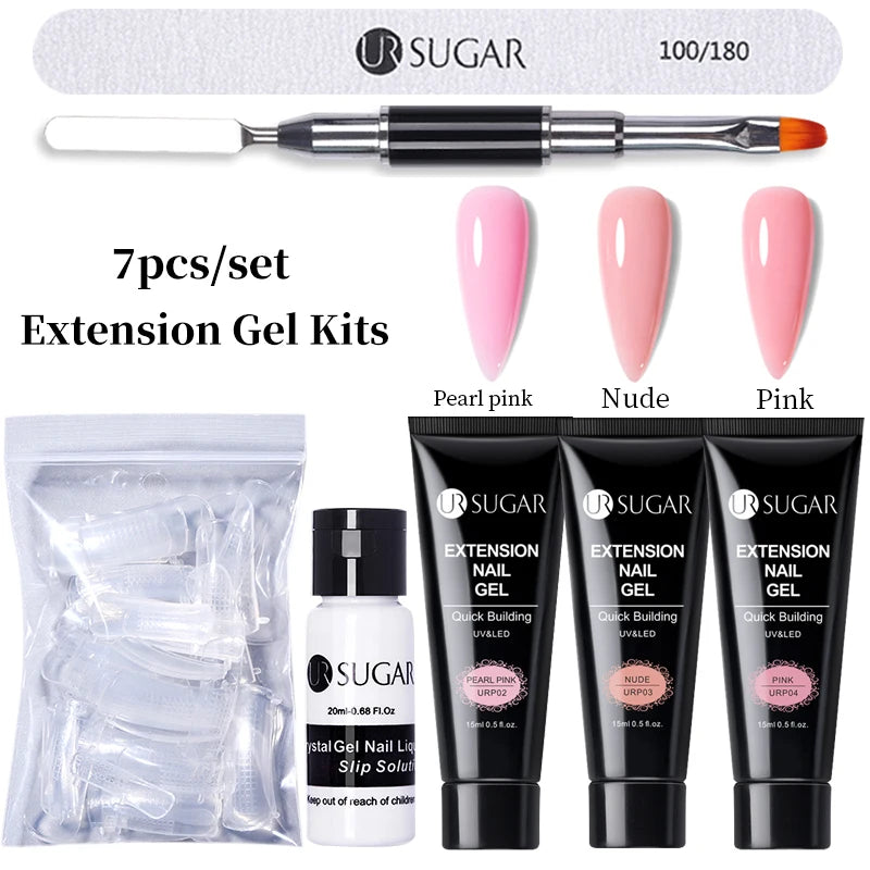 UR SUGAR 15ml Extension Gel Set Kits Semi Permanent Acrylic Hard Gel White Clear Nude Gel Nail Polish Nail Art Construction Gel