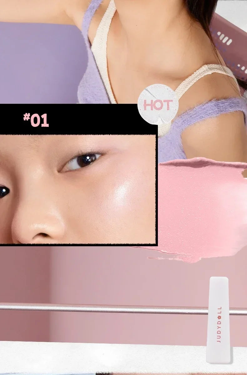 Judydoll Monochrome Blush Portable Silky Cream Multipurpose Blusher Eyeshadow Nude Natural Brighten Skin Tone Makeup Cosmetics