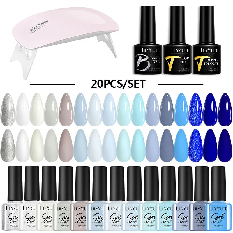 Manicure Set 32Colors Gel Nail Polish Set With UV LED Lamp Dryer Nail Art Vernis Semi Permanent UV Gel Set Nail Supplies Kit