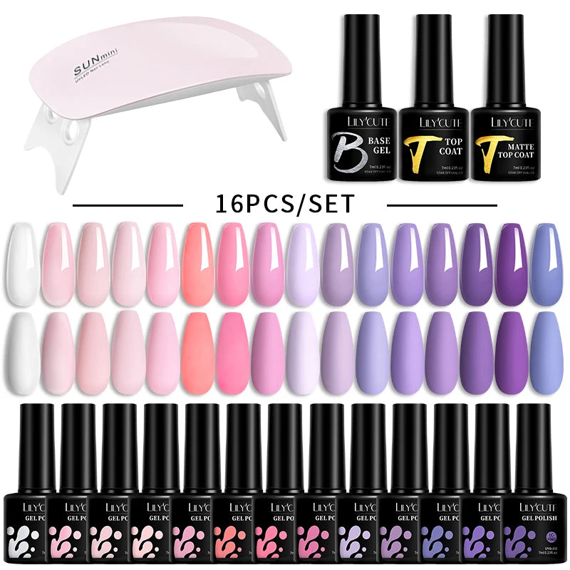 Manicure Set 32Colors Gel Nail Polish Set With UV LED Lamp Dryer Nail Art Vernis Semi Permanent UV Gel Set Nail Supplies Kit