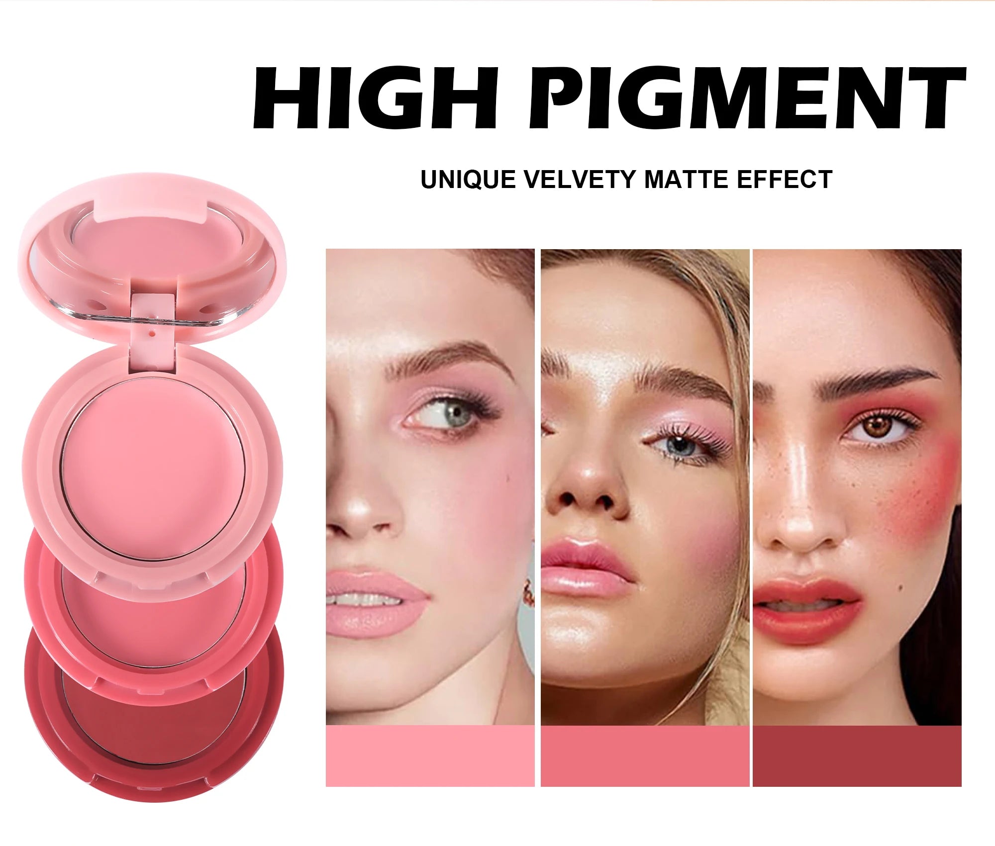 Handaiyan Natural Matte Face Blusher Velvety Smooth Lip Cream Cheek Blush Rouge Waterproof Makeup