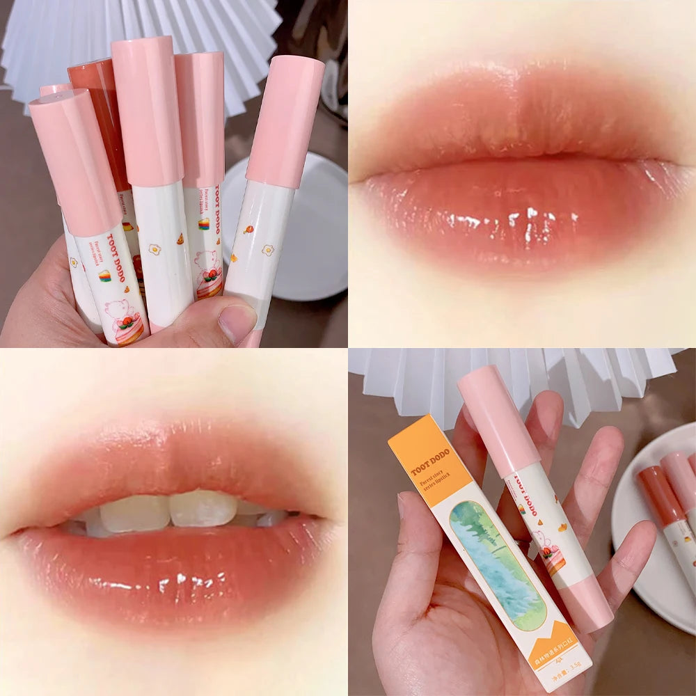 Waterproof Crayon Mirror Water Lipstick Pen 6 Colors Long Lasting Moisturizing Non-stick Cup Lipliner Pen Lips Makeup Cosmetics