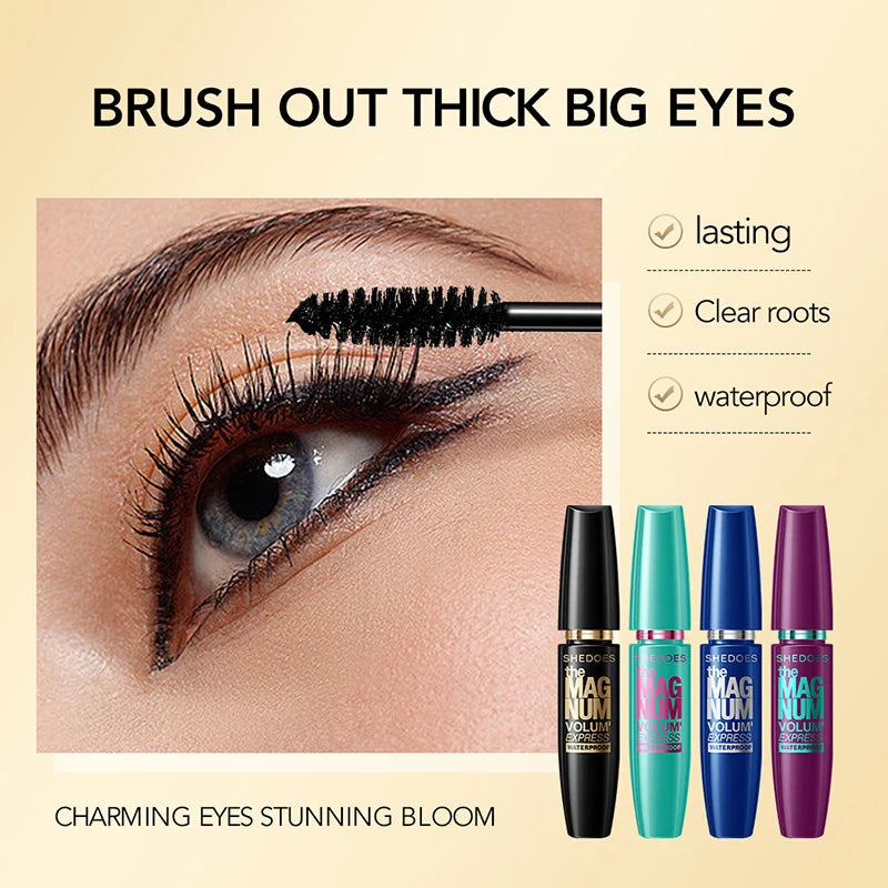 4D Black Mascara Thickening Lengthening Curling Up Waterproof Long Lasting Makeup Effect Liquid Fiber Multicolor Mascara