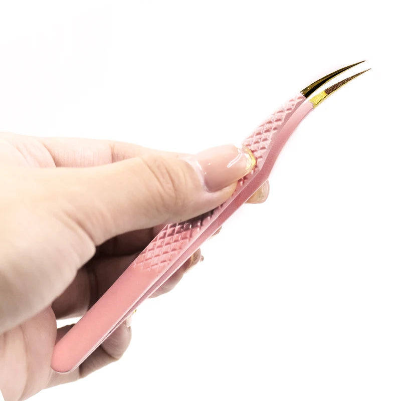 Fiber Eyelash Extension Tweezer Volume Precise Diamond Grip Fiber Tip Stainless Steel High Quality Eyebrow Makeup