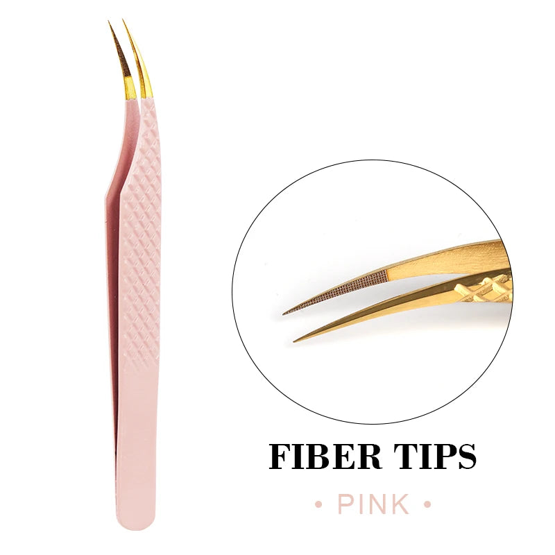 Fiber Eyelash Extension Tweezer Volume Precise Diamond Grip Fiber Tip Stainless Steel High Quality Eyebrow Makeup