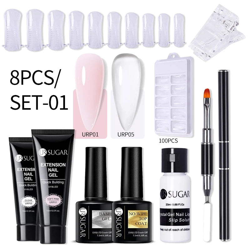 UR SUGAR 15ml Extension Gel Set Kits Semi Permanent Acrylic Hard Gel White Clear Nude Gel Nail Polish Nail Art Construction Gel