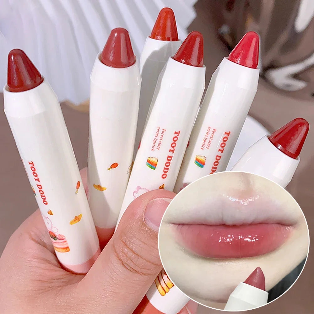 Waterproof Crayon Mirror Water Lipstick Pen 6 Colors Long Lasting Moisturizing Non-stick Cup Lipliner Pen Lips Makeup Cosmetics