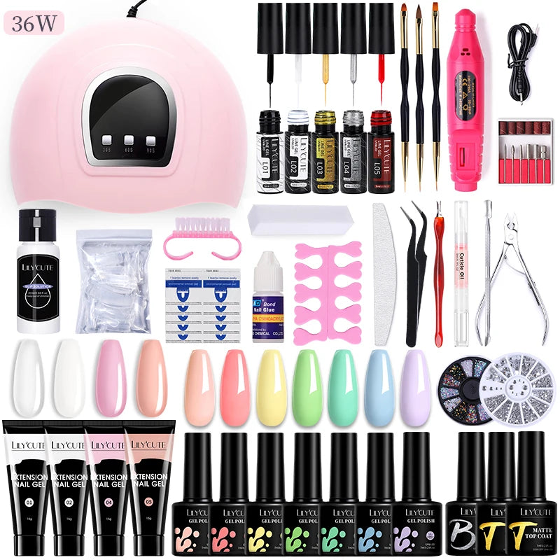 Manicure Set 32Colors Gel Nail Polish Set With UV LED Lamp Dryer Nail Art Vernis Semi Permanent UV Gel Set Nail Supplies Kit