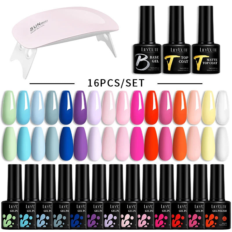 Manicure Set 32Colors Gel Nail Polish Set With UV LED Lamp Dryer Nail Art Vernis Semi Permanent UV Gel Set Nail Supplies Kit