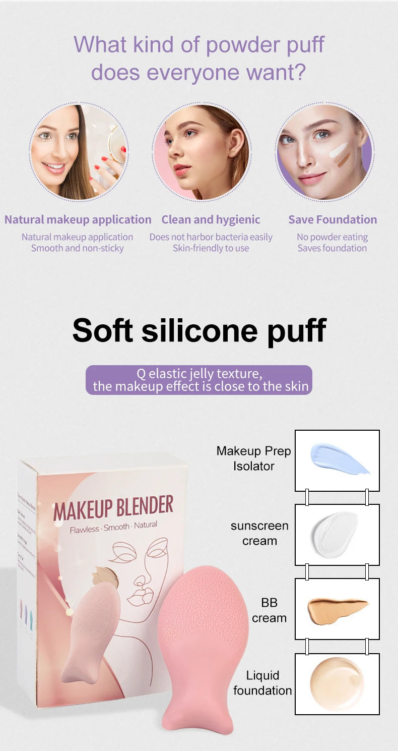 2022 New Silicone Makeup Sponge Jelly Puff Makeup Do Not Eat Powder Puff Face Wash Makeup Puff Make Up Tool Beauty Accessories