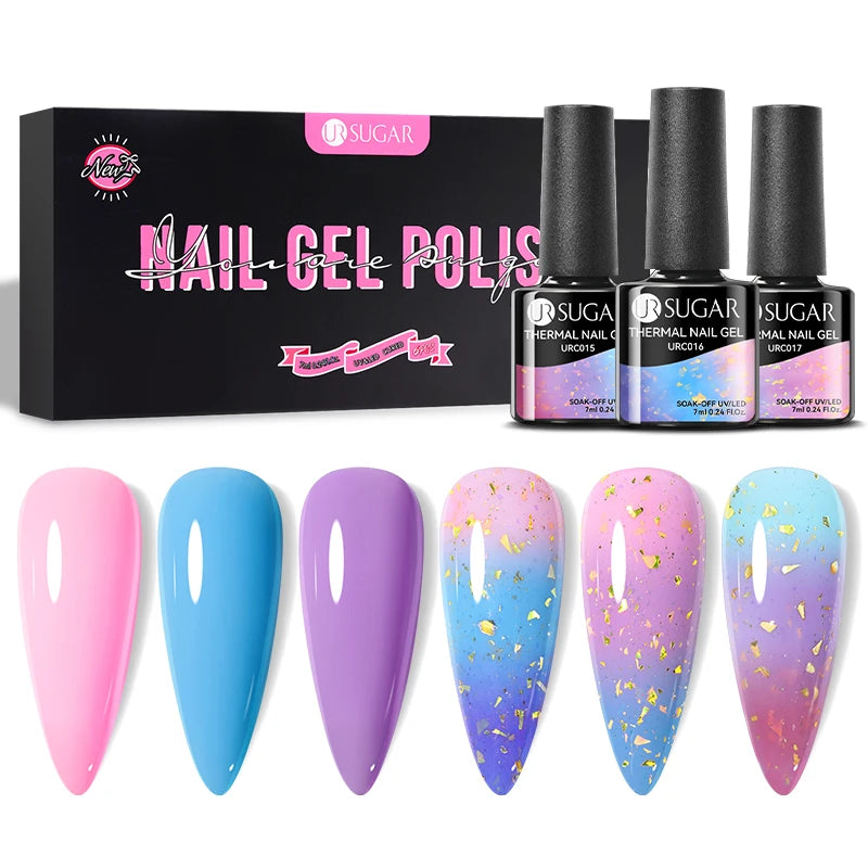 UR SUGAR 6Pcs Color Gel Nail Polish Kit 7ml Glass Bottle Soak Off UV LED Nails Varnish Gel Whole Set Semi Permanent Nail Art Gel