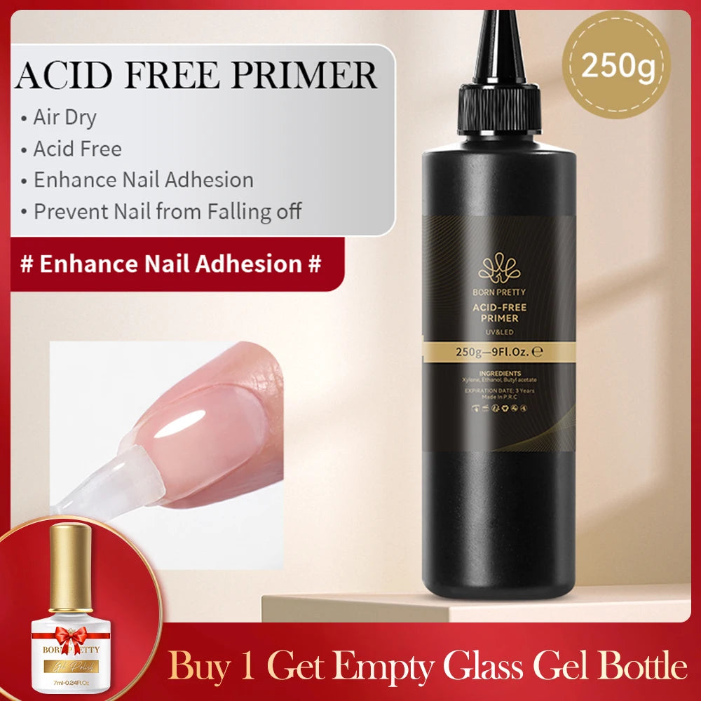 BORN PRETTY 250g Natural Nail Prep Dehydrator and No Acid Nail-Primer for Acrylic and Gel Nail Polish Profession Nail Supplier