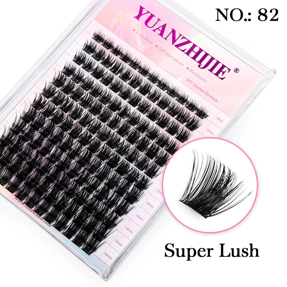 YUANZHIJE DIY Cluster Lash Extension Wispy Lashes Fluffy Individual Premade fans 0.07 Russian Volume Mink Bundle Lashes Makeup