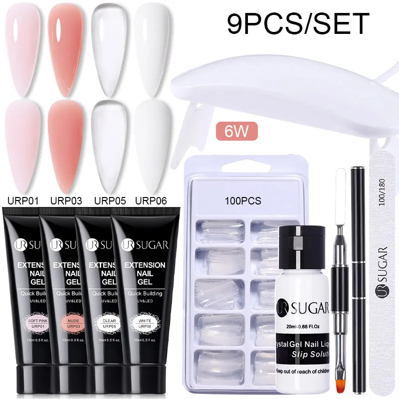 UR SUGAR 15ml Extension Gel Set Kits Semi Permanent Acrylic Hard Gel White Clear Nude Gel Nail Polish Nail Art Construction Gel