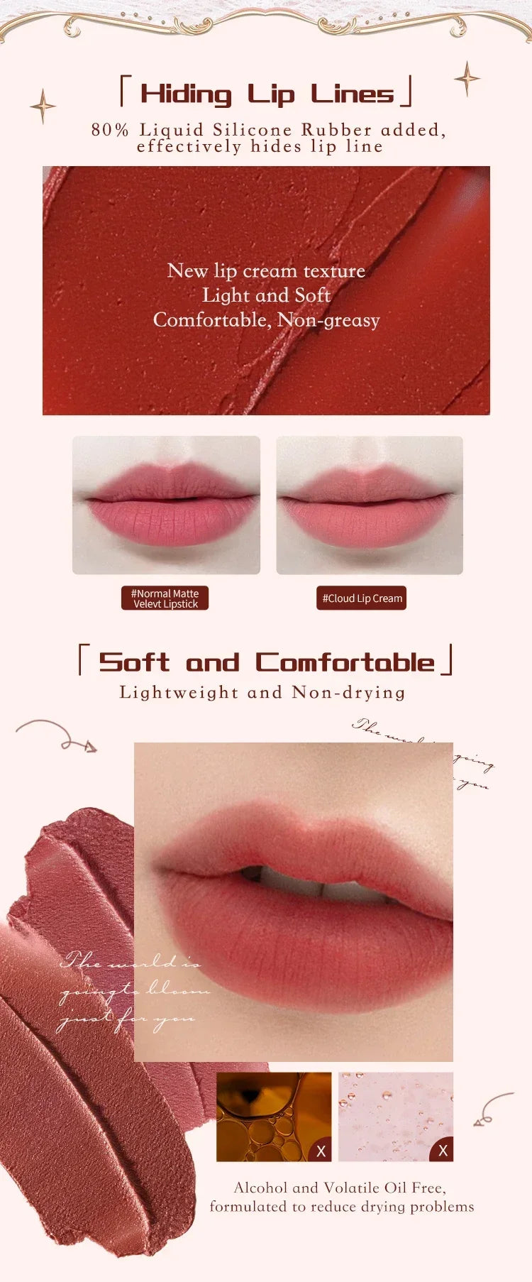 Flower Knows Strawberry Rococo Series Cloud Lip Cream Long Lasting Moisturizer Lip Tint Cosmetics Lip Gloss for Women Cosmetic