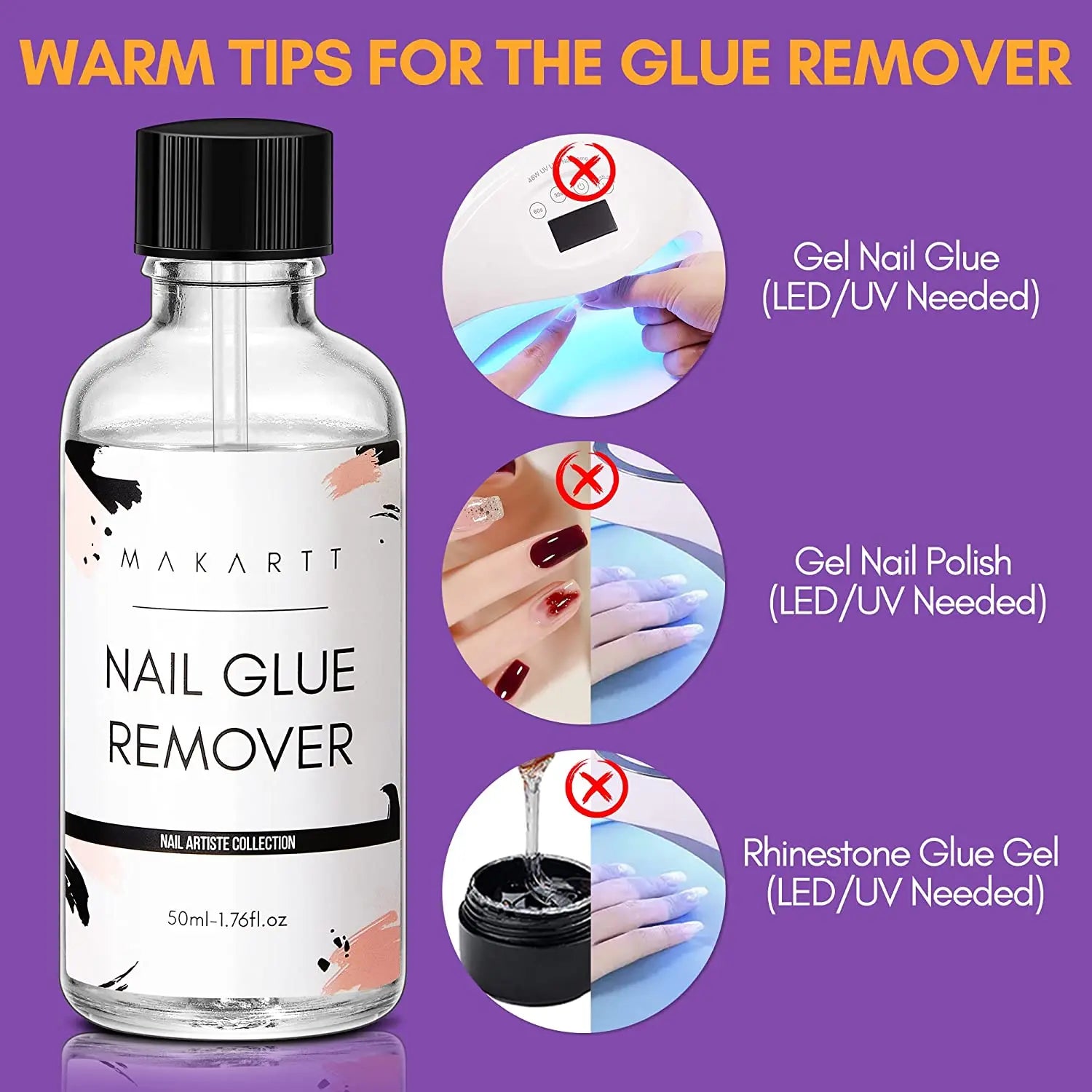 Makartt Nail Glue with Glue Remover Kit,  Super Strong Nail Glue for Acrylic Nails Press On Nails,30ML/ 50ML Glue off Debonder