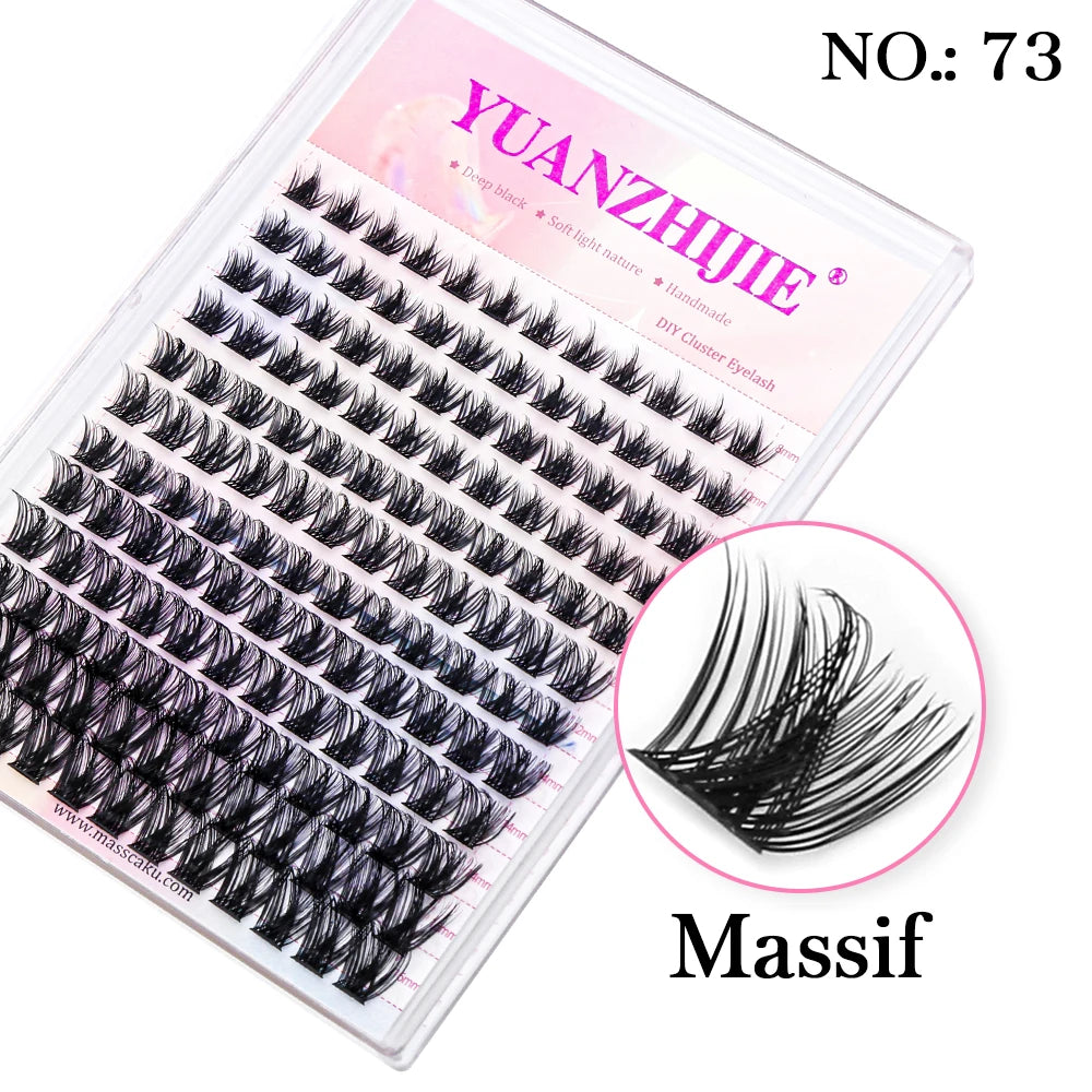 YUANZHIJE DIY Cluster Lash Extension Wispy Lashes Fluffy Individual Premade fans 0.07 Russian Volume Mink Bundle Lashes Makeup