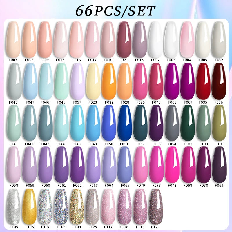 LILYCUTE 60/66/129PCS/Set Gel Nail Polish Set Glitter Colors Nail Kit Esmaltes Semi Permanent UV Gel Nail Art DIY Manicure Sets