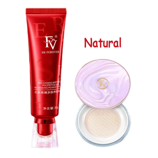 FV Foundation Precious Luxury Herbal Extracts Concealer Oil-control Waterprof Makeup Base Cream Free Gift triangular powder puff