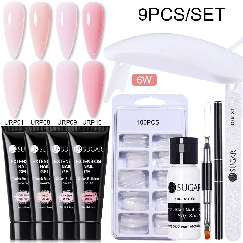 UR SUGAR 15ml Extension Gel Set Kits Semi Permanent Acrylic Hard Gel White Clear Nude Gel Nail Polish Nail Art Construction Gel