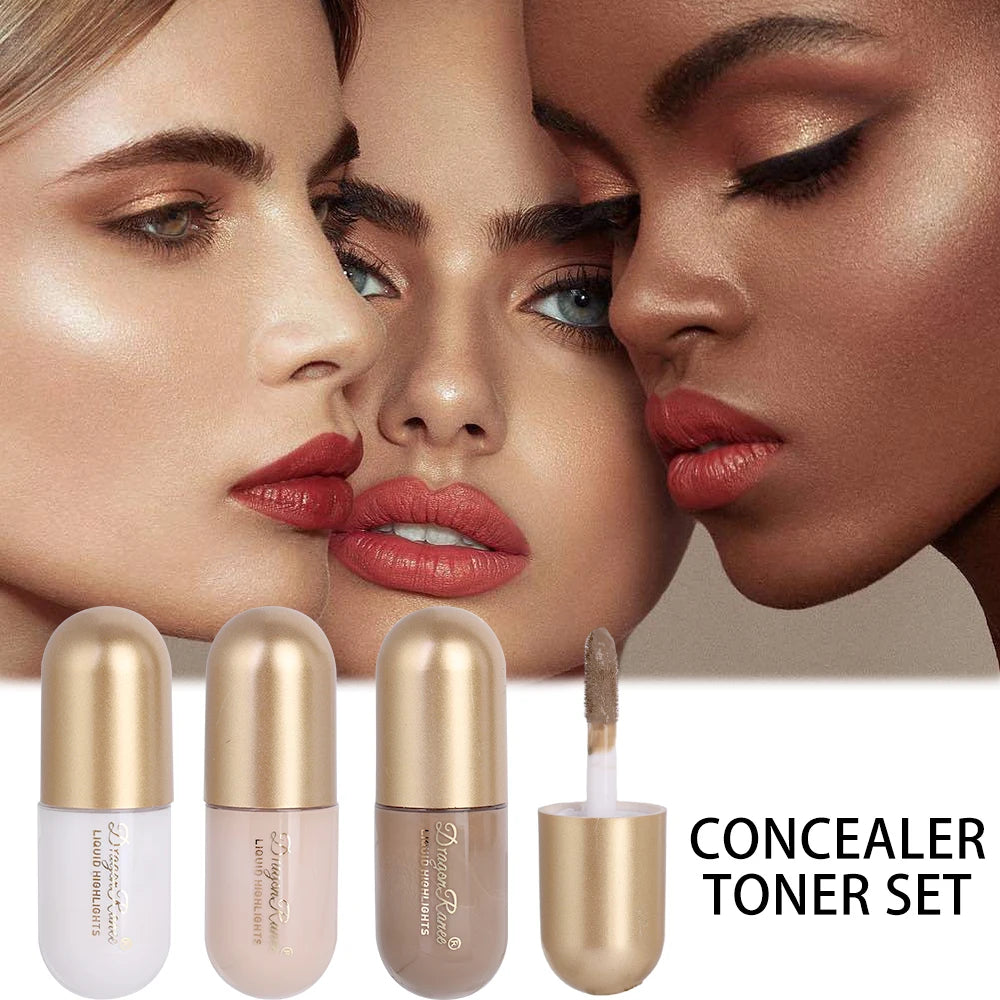 3Pcs/Box Matte Liquid Contouring Bronzer Stick Brown Nose Shadow Cream Lasting Brighten Concealer Highlighter Foundation Makeup